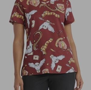 Maroon Harry Potter,Wizard Owl Print , Scrubsp